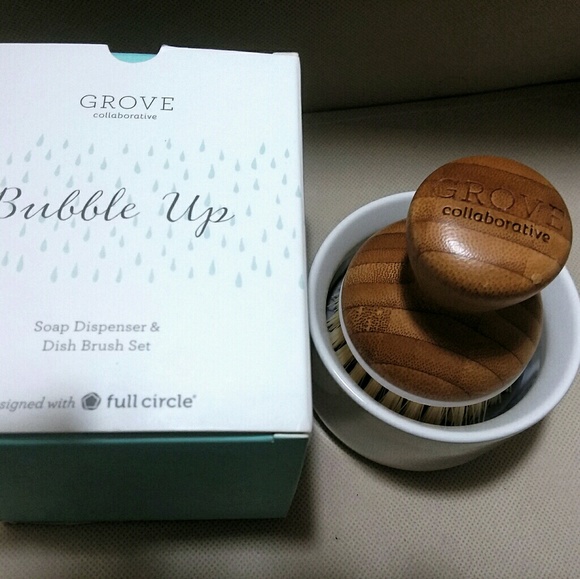 GROVE Bubble Up Soap Dispenser Dish Brush Set - Picture 2 of 2